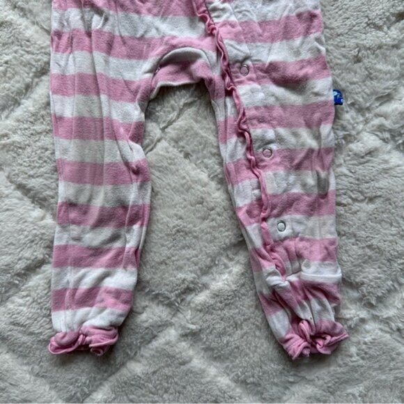 Kickee Pants | "Lotus Stripe" Classic Ruffle Coverall with Snaps | Size 12-18M - Picture 2 of 10